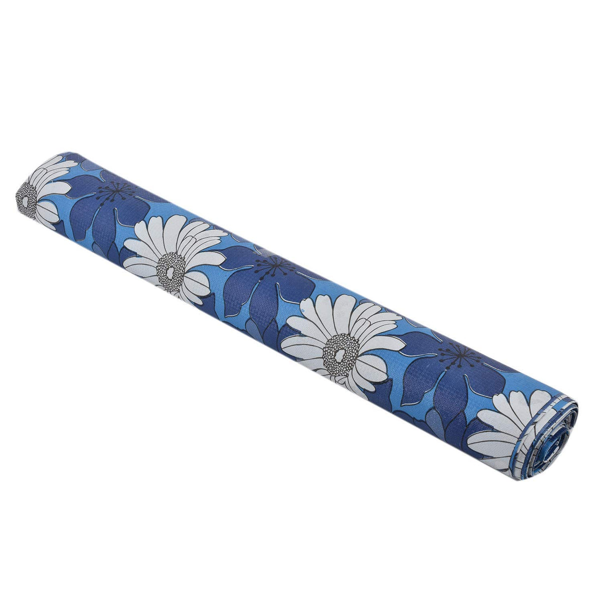 Heart Home Flower Design PVC Wardrobe Kitchen Drawer Shelf Mat,5 Mtr (Blue) - CTHH3948