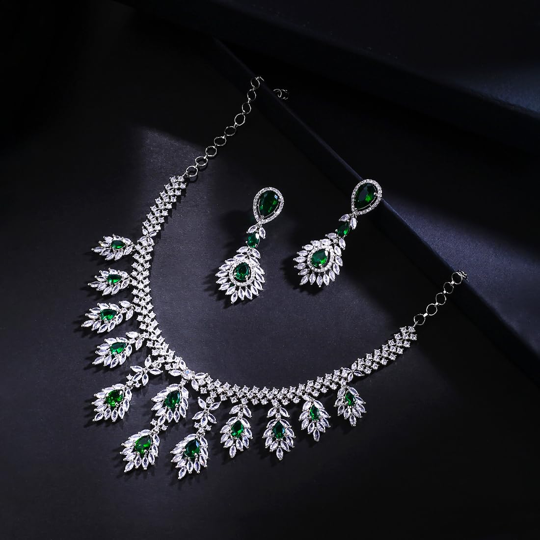 Yellow Chimes American Diamond Jewellery Set - Wedding occasion