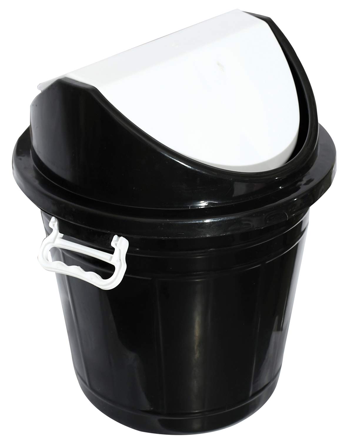 Kuber Industries Plastic Swing Lid Garbage Waste Dustbin for Home, Office, Factory, 30 Litres, Large Size (Black) -CTKTC043178