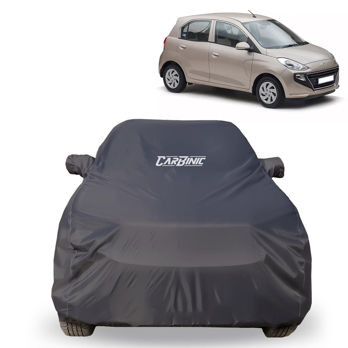 CARBINIC Car Body Cover for KIA Sonet 2020 | Water Resistant, UV Protection Car Cover | Scratchproof Body Shield | All-Weather Cover | Mirror Pocket & Antenna | Car Accessories Dusk Grey