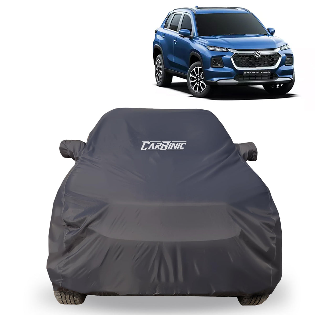 CARBINIC Car Body Cover for Maruti Suzuki Grand Vitara | Water Resistant, UV Protection Car Cover | Scratchproof Body Shield | Dustproof All-Weather Cover | Mirror Pocket & Antenna | Car Accessories