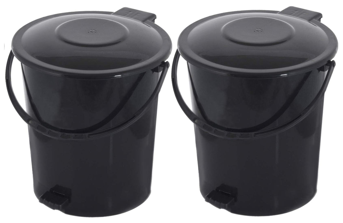 Kuber Industries 2 Pieces Plastic Dustbin Garbage Bin with Handle, 10 Liters (Black) - CTKTC034638