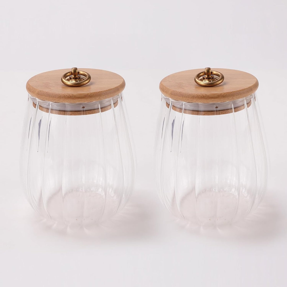 Kuber Industries Borosilicate Glass Jar with Bamboo Lid | Kitchen Organizer Items & Storage | Multi-utility, Leakproof, Airtight Storage Jar for Cookies, Snacks, Tea, Coffee, Sugar | Set of 2 (680ml)