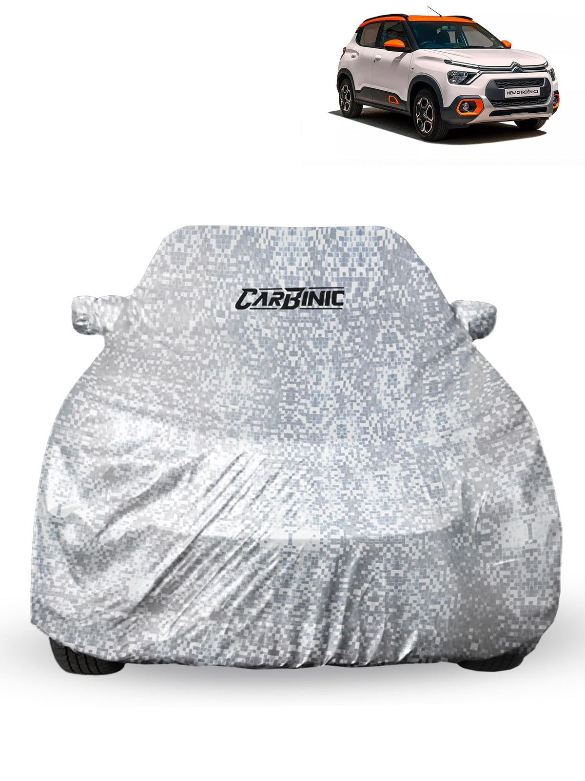 CARBINIC Car Cover for Citroen C3 2022 Waterproof (Tested) and Dustproof UV Heat Resistant Outdoor Protection with Triple Stitched Fully Elastic Surface