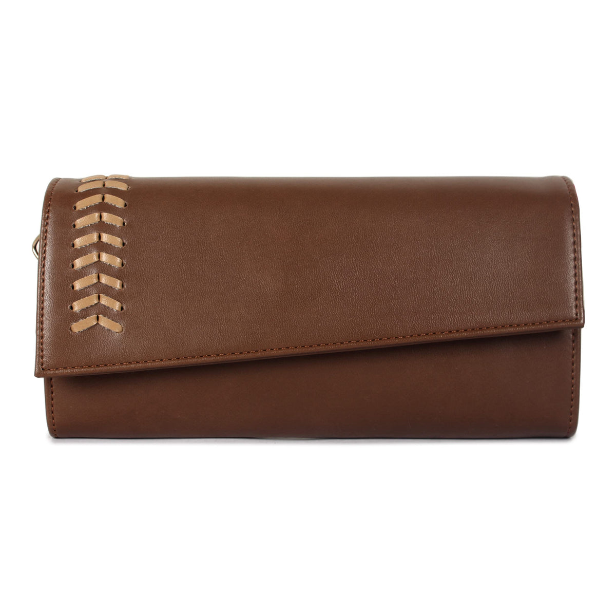 THE CLOWNFISH Myra Collection Womens Wallet Clutch Ladies Purse Sling Bag with Card slots (Brown)