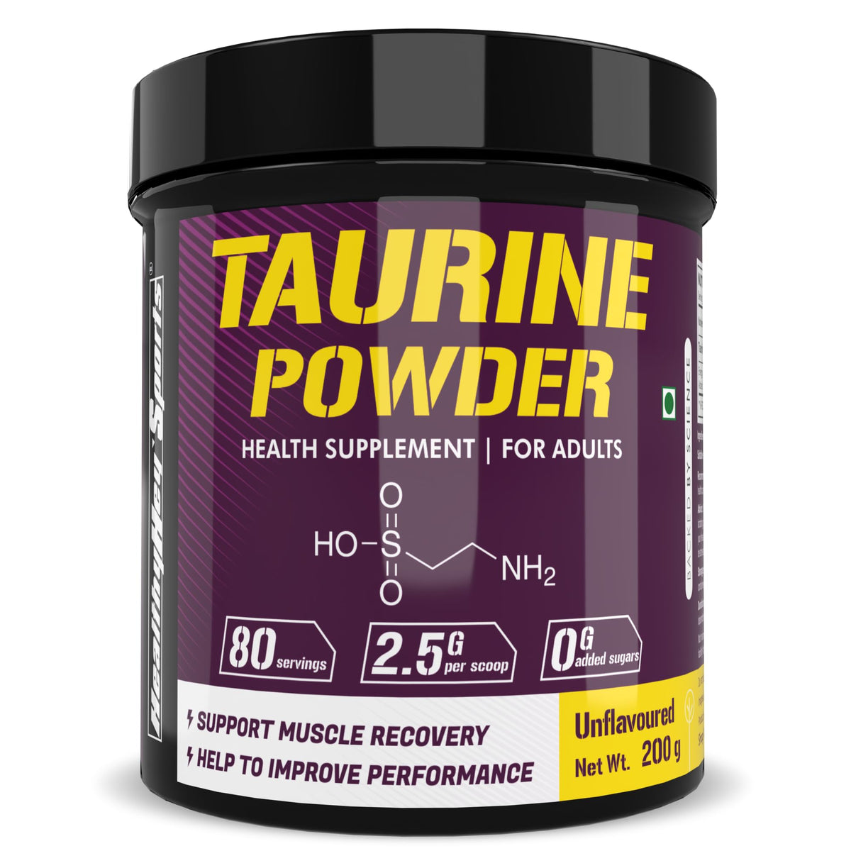 HealthyHey Sports Taurine Powder - Amino Acid Supplement - Improve Performance & Helps Recovery - 200 gram - 80 Servings