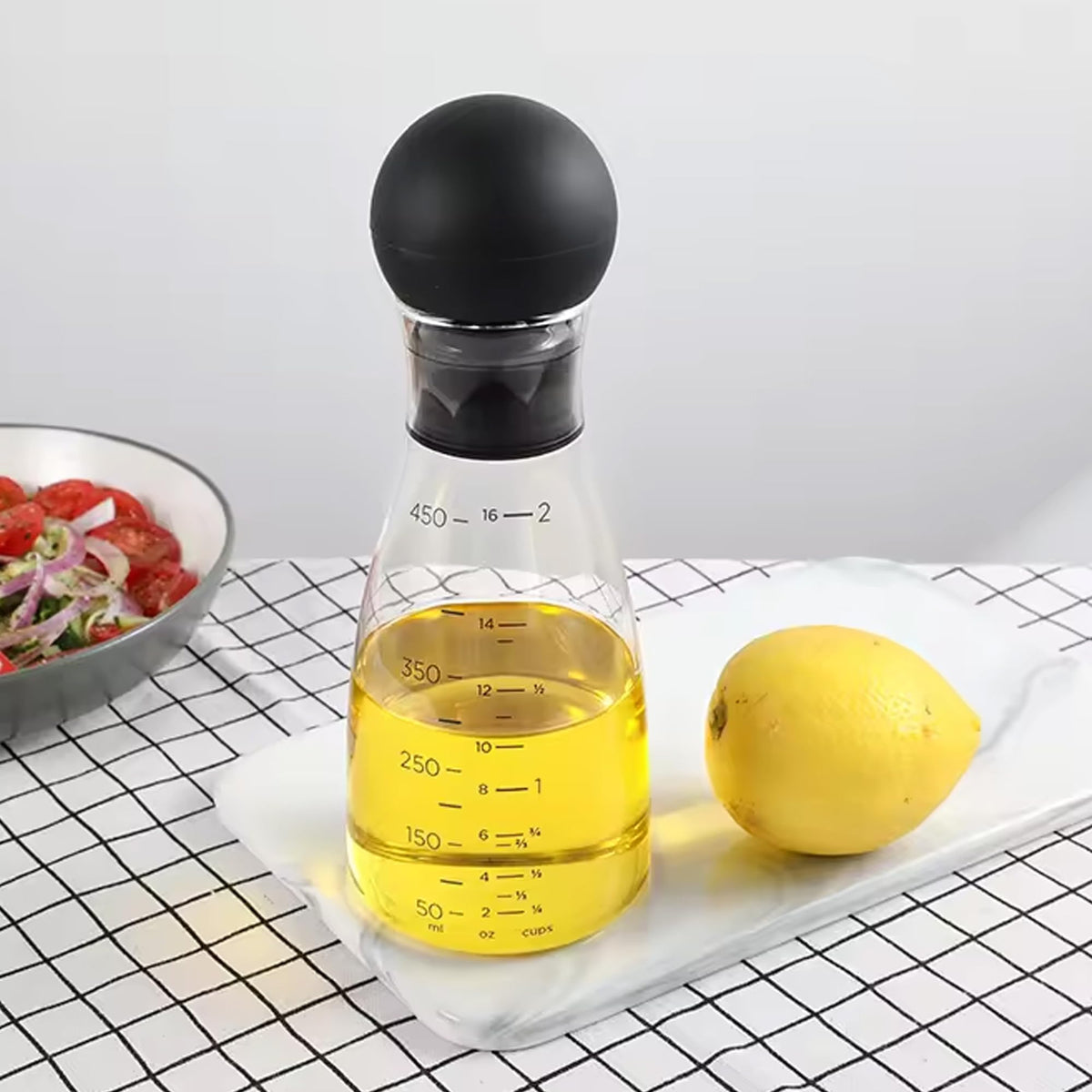 UMAI Glass Oil Dispenser With Leakproof Silicone Lid (450ml) | Oil Container Bottle For Kitchen | Oil Jar | Vinegar Dispenser | Glass Oil Bottle | Oil Can For Kitchen