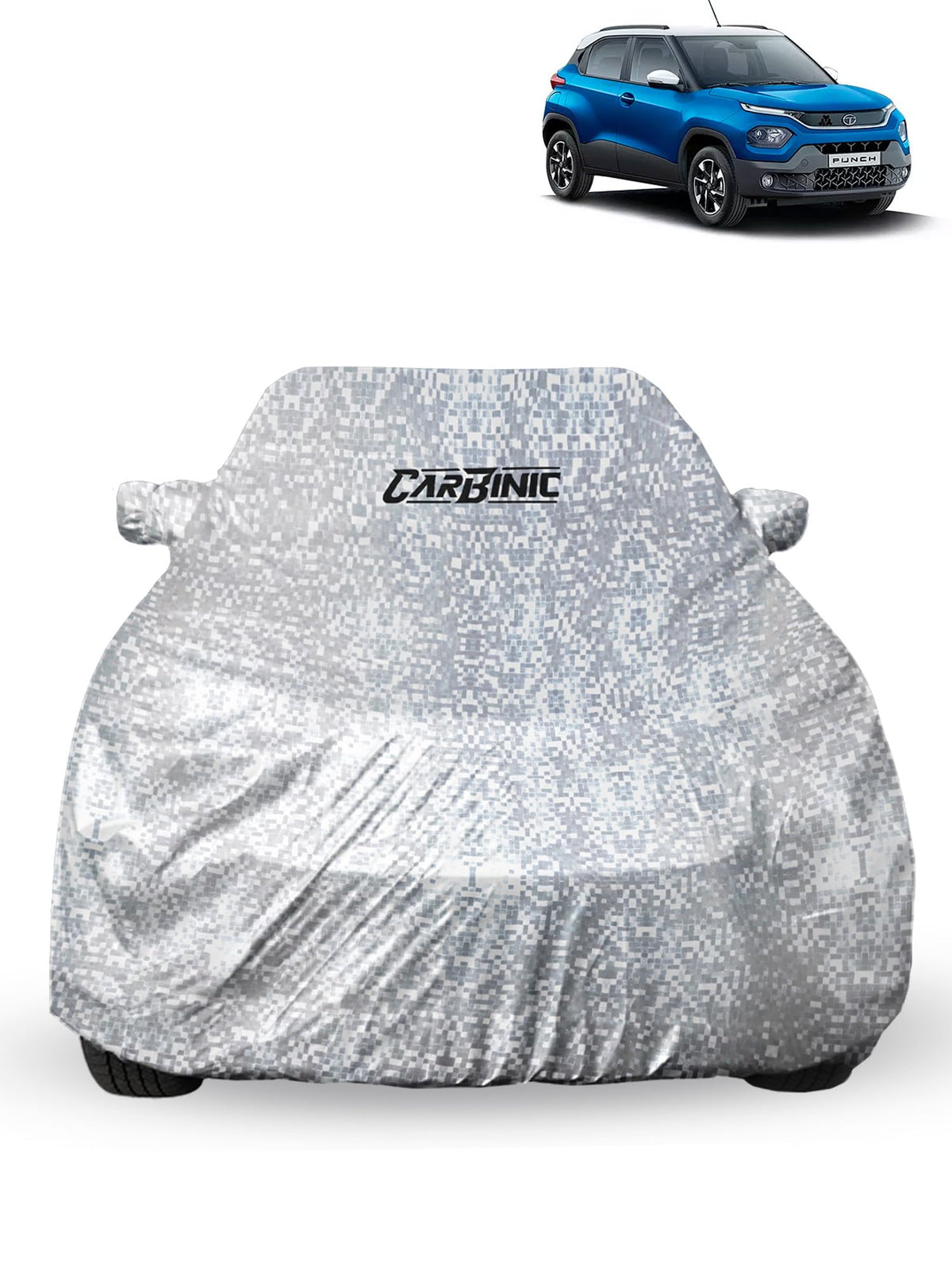 CARBINIC Car Cover for Tata Punch 2021 Waterproof (Tested) and Dustproof UV Heat Resistant Outdoor Protection with Triple Stitched Fully Elastic Surface