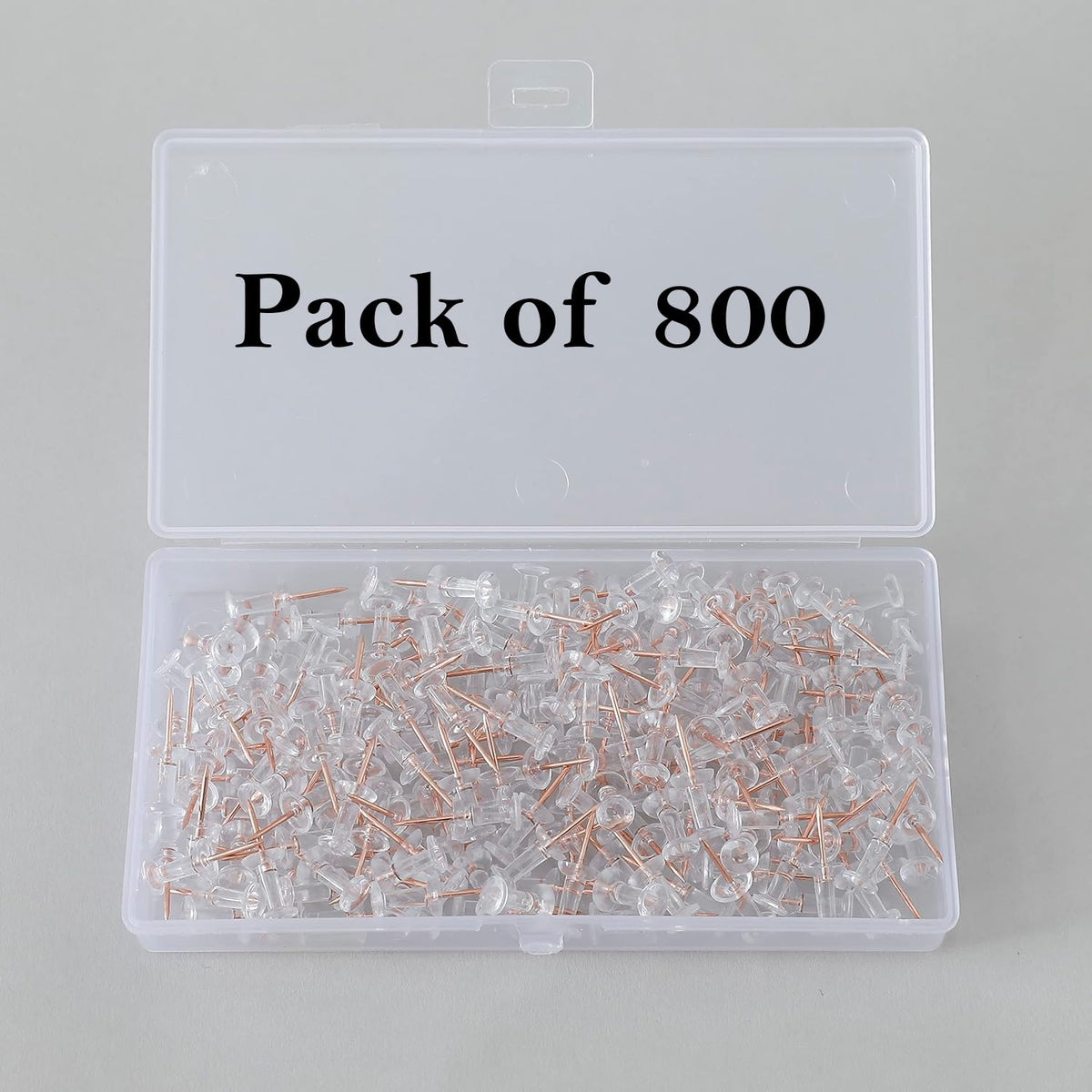 Kuber Industries Rose Gold Needle Push Pins Tacks|Heavy-Duty Notice Board Pins|200 (Transparent) (Pack of 4)