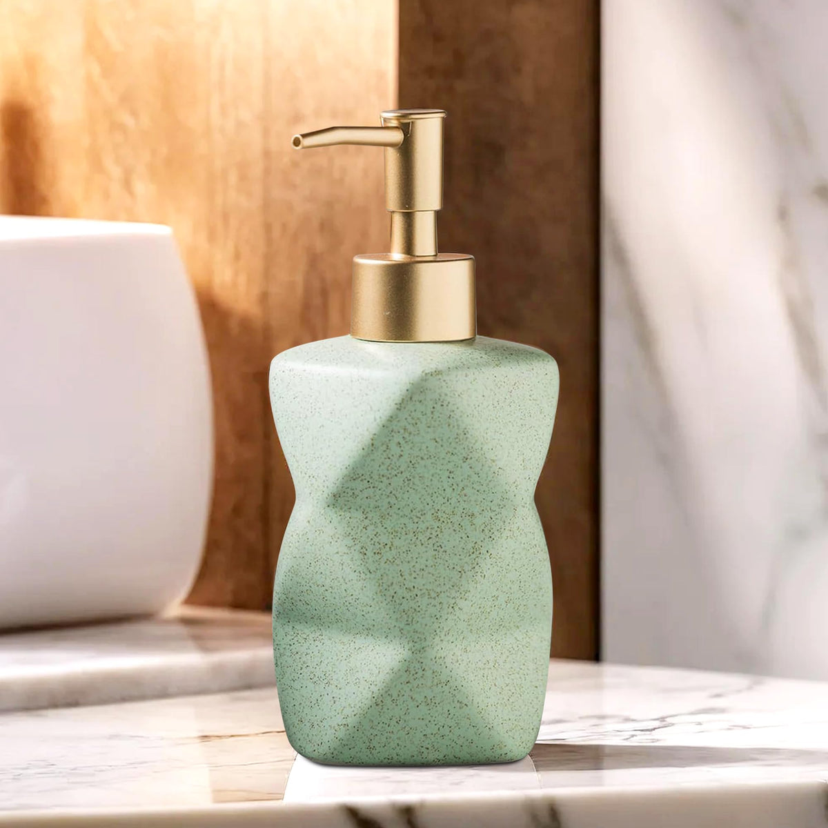 The Better Home 300ML Green Ceramic Soap Dispenser for Bathroom | Bathroom Accessories | Handwash Dispenser | Liquid Soap Dispenser for Kitchen | Handwash Bottle | Hand Wash Dispensers Pump