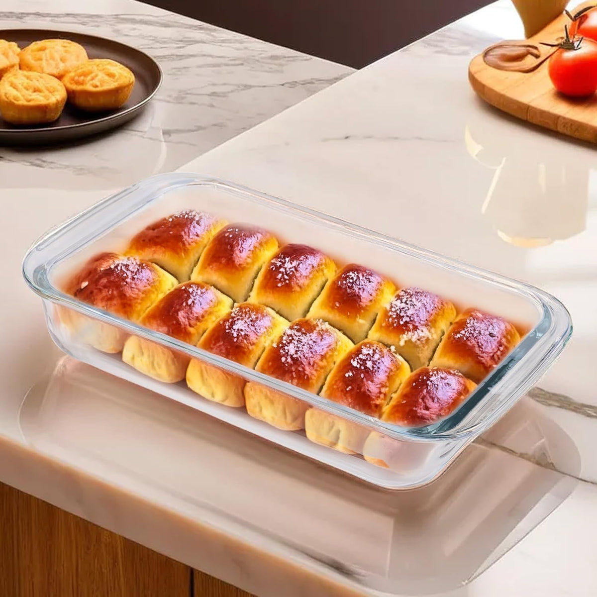 The Better Home Zeno (3L) Borosilicate Glass Baking Tray For Microwave Oven | Baking Dish | Baking Pan | Bake & Serve Dish | Bakeware | Glass Bowl For Microwave | Dishwasher Safe (Iridescent)