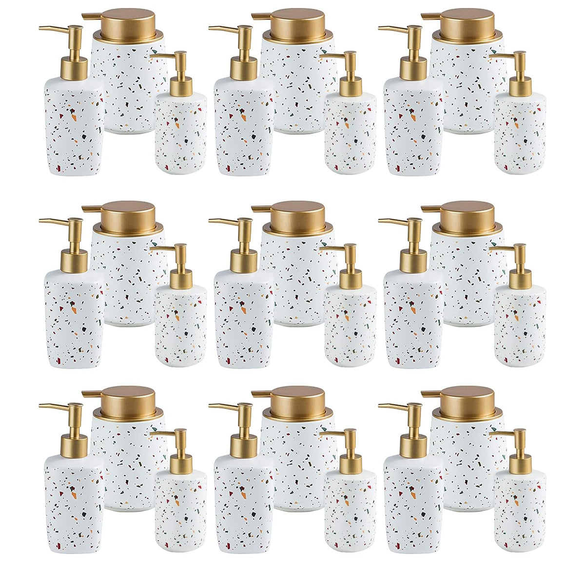 Kuber Industries Liquid Soap Dispenser Set | Handwash Soap Dispenser Set | Soap Dispenser Set for Wash Basin| Bathroom Dispenser Bottle | 9 Piece | Pack of 3 | ZX027WT | White