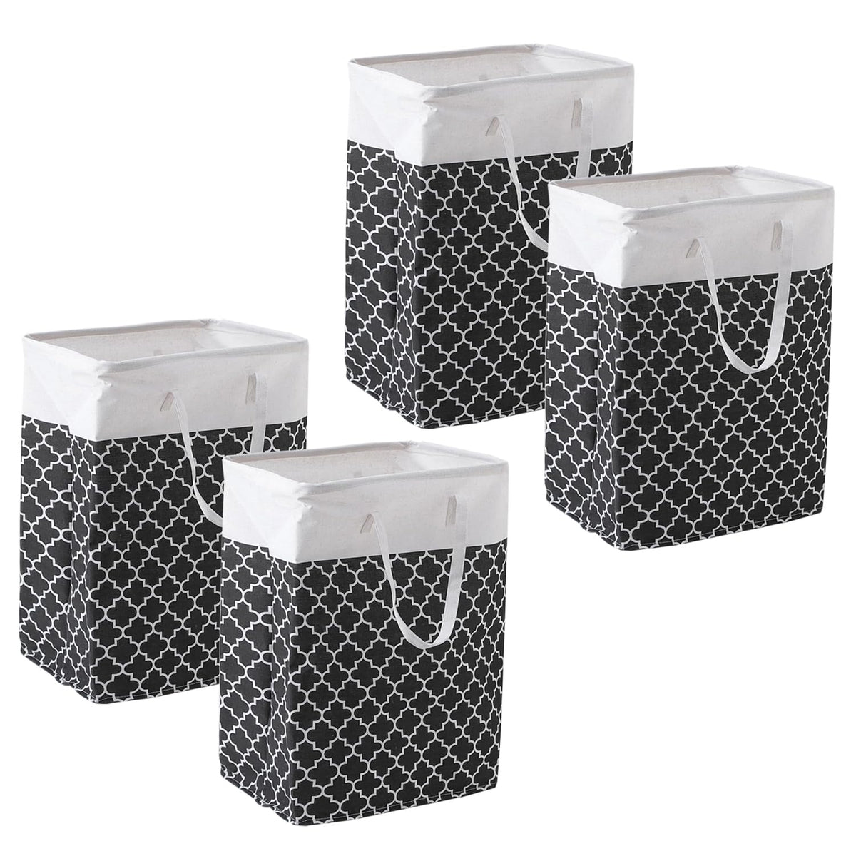 Kuber Industries Laundry Basket For Clothes|Foldable Laundry Hamper|Basket For Toys, Dirty clothes, Storage "45 LTR"-Pack of 4 (Black)