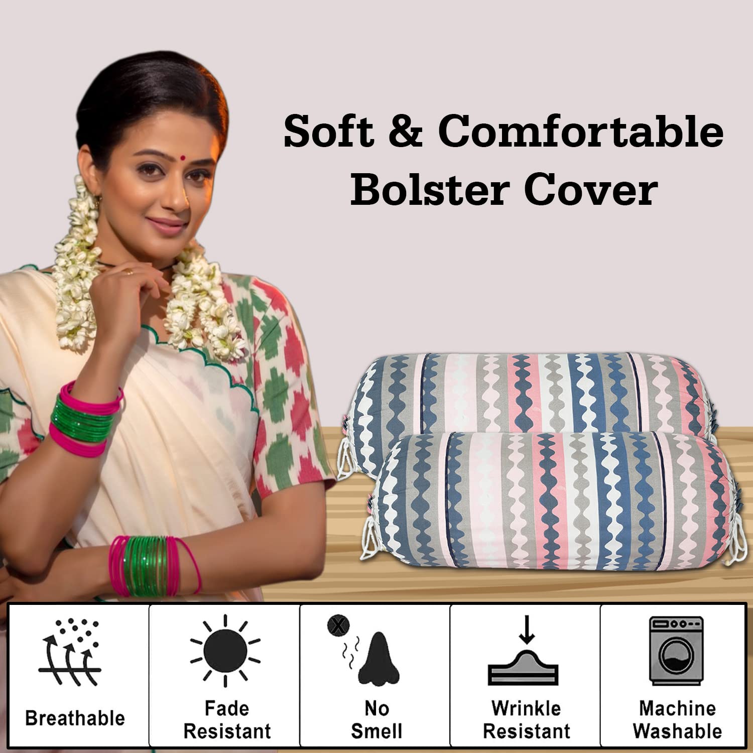 Kuber Industries bolster covers - Easy care pillows