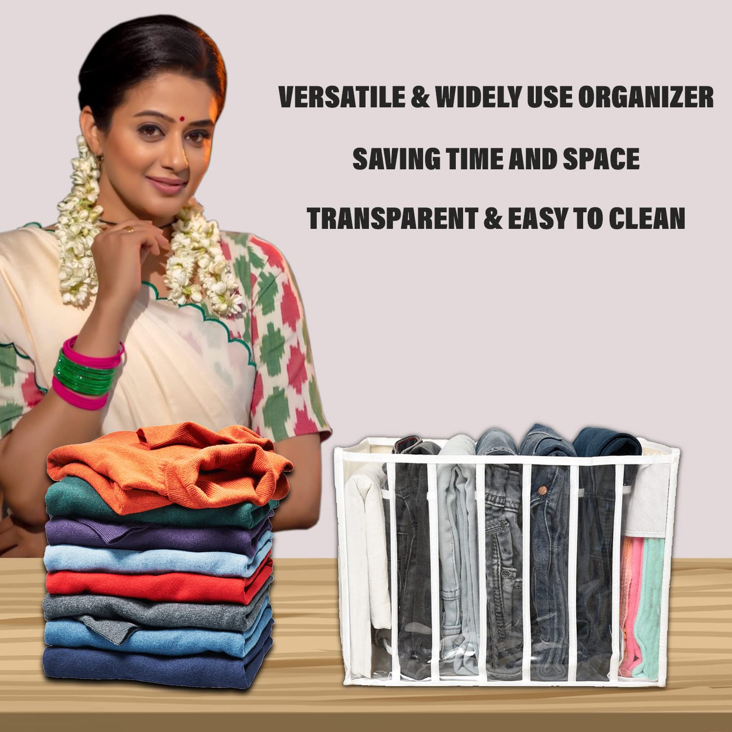 Kuber Industries foldable cloth organizer - saving space in closets