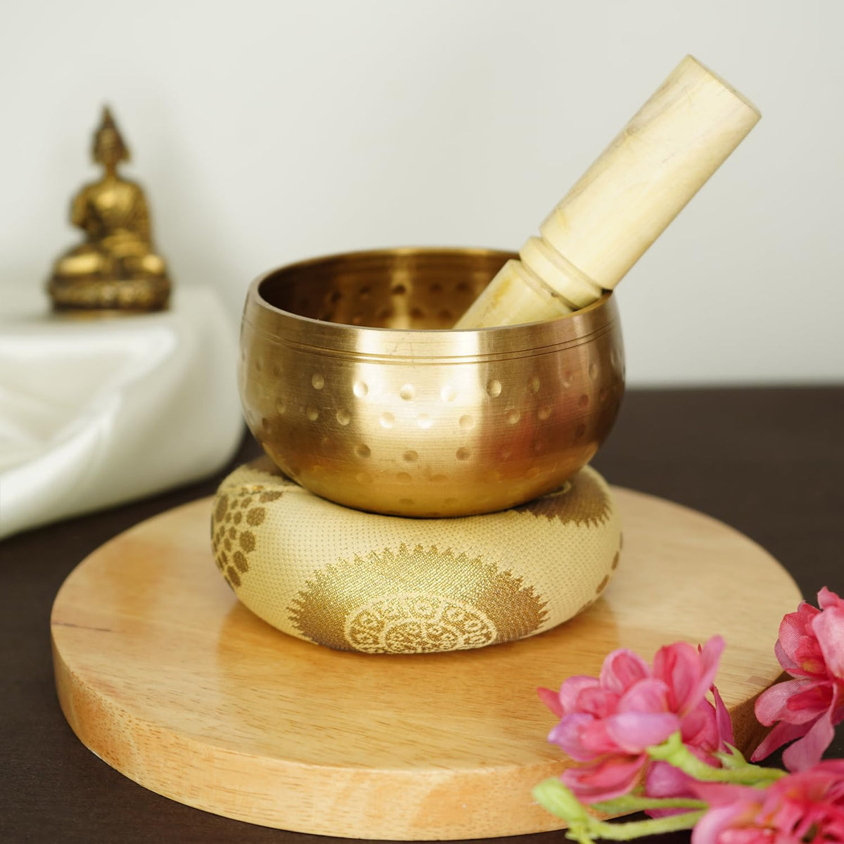 Ekhasa 100% Pure Bronze Handmade Tibetan Meditation Singing Bowl (3.5 inch) | Authentic Sound Bowl Meditation Set for Deep OM Sound | Tibetan Sound Healing Bowls are Perfect Spiritual, Yoga Gifts