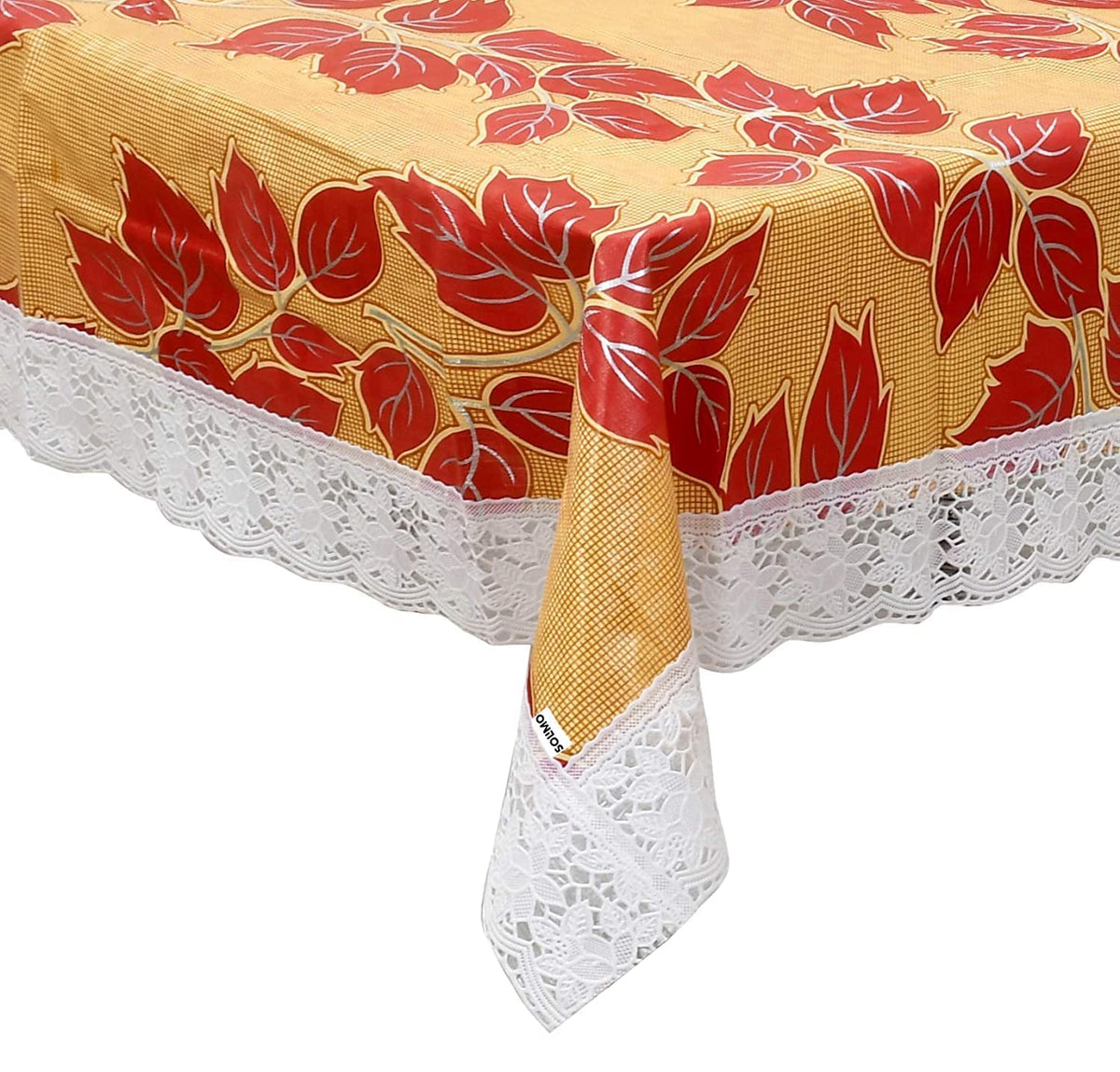 Kuber Industries Floral PVC 6 Seater Dining Table Cover - Red (CTKTC02087)