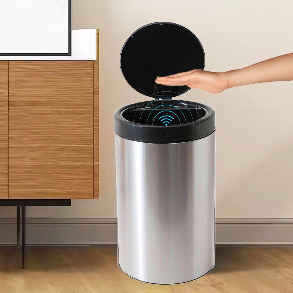 FUMATO 30L Dustbin For Kitchen | Dustbin For Bathroom | 50cm Automatic Smart Sensor Dustbin For Bedroom | Steel Dustbin With Lid | Dustbin For Office | Garbage Bin -Silver