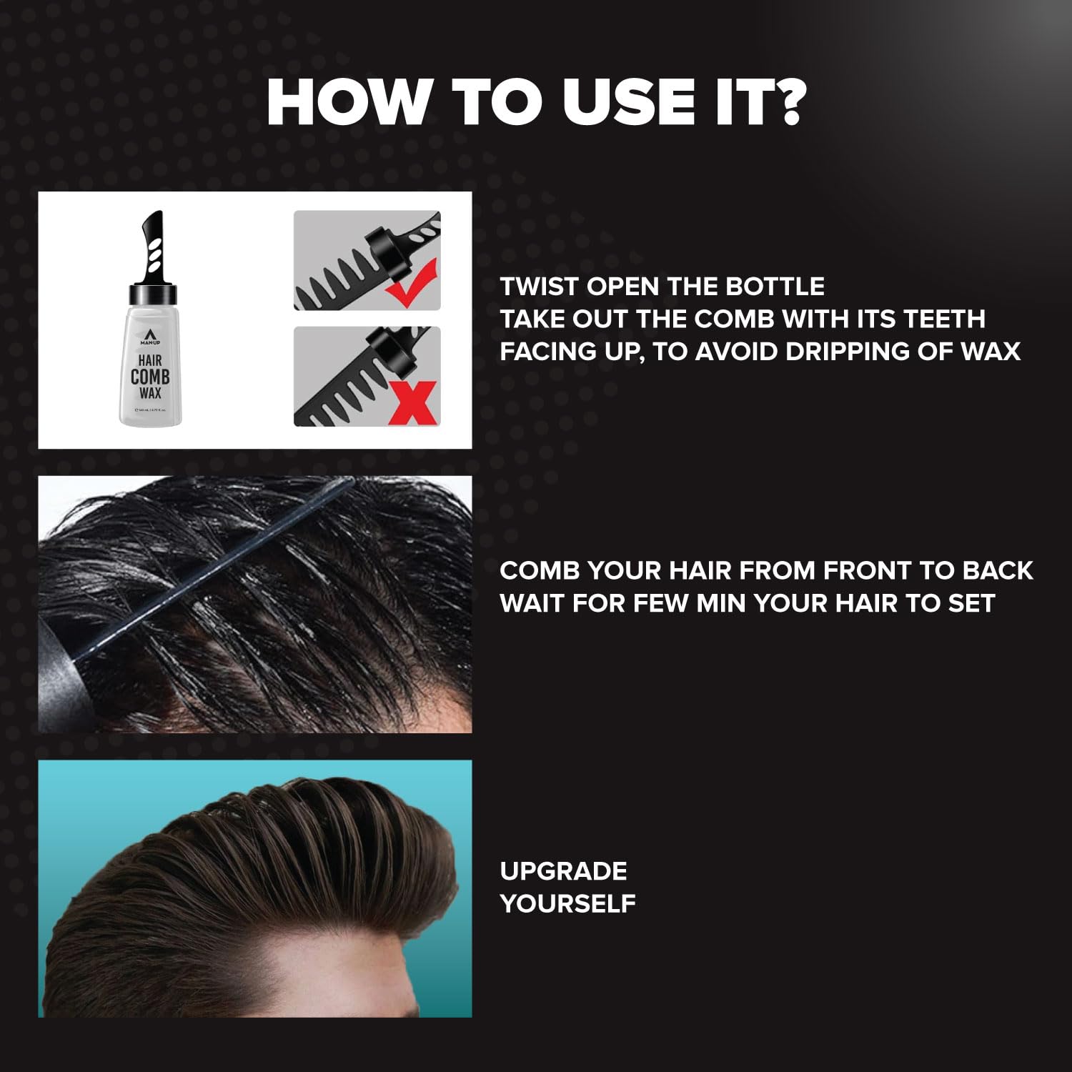 Man UP Hair Comb Wax - Daily use for men