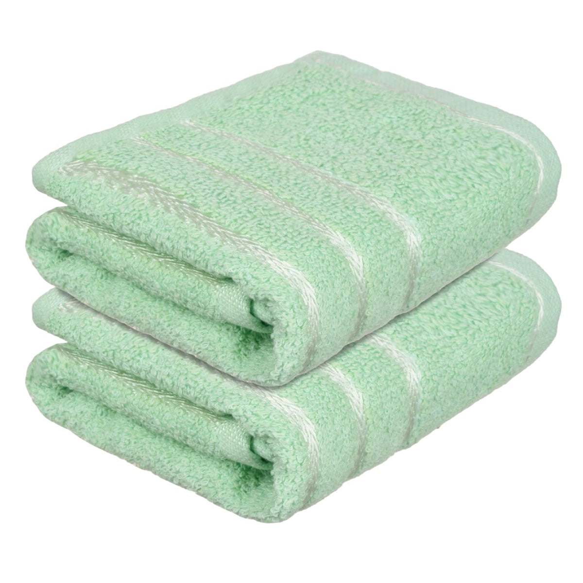 Kuber Industries Face Towel | Towels for Facewash | Towels for Gym | Facewash for Travel | Towels for Daily use | Workout Hand Towel | Lining Design | 14x21 Inch | Pack of 2 | Green