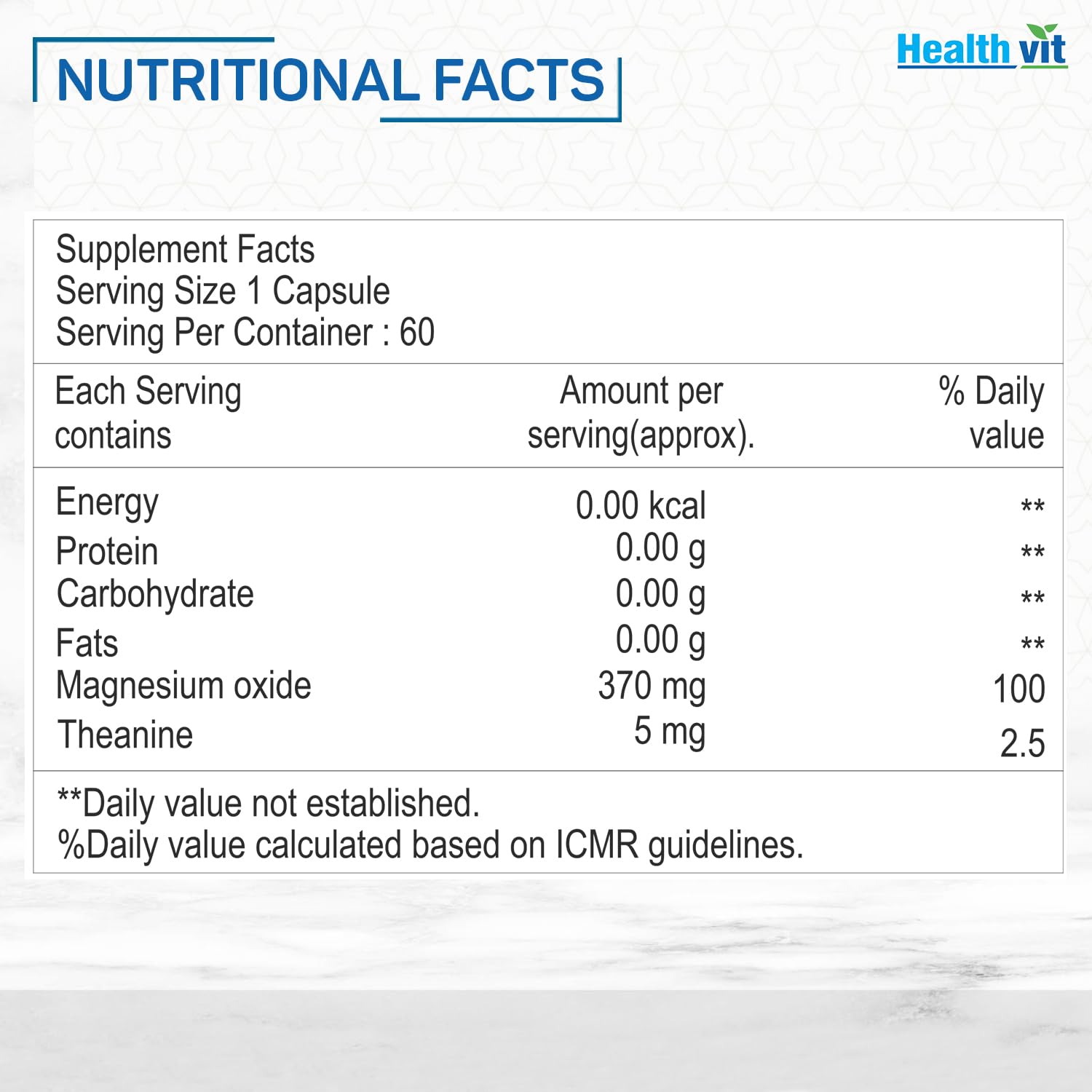 Healthvit magnesium oxide capsules - anxiety relief
