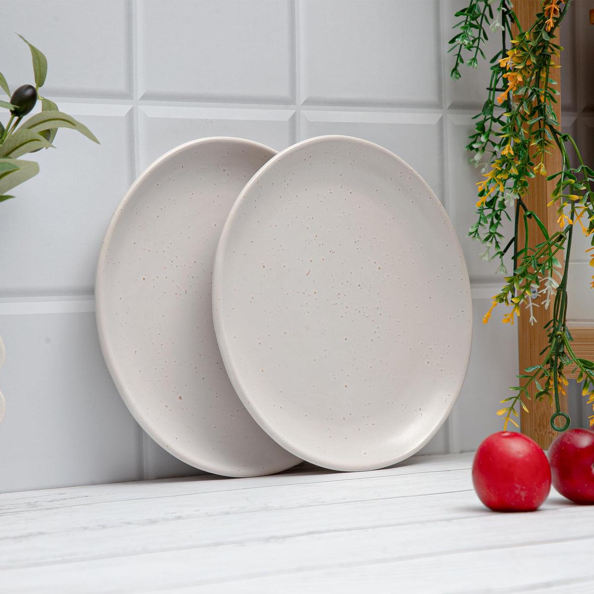 Anko 7" Bodrum Stoneware Side Plate | Appetizers, Salad, Dessert | Unique Sprinkled Design | Microwave Safe, Dishwasher Safe | BPA Free| 1 PC