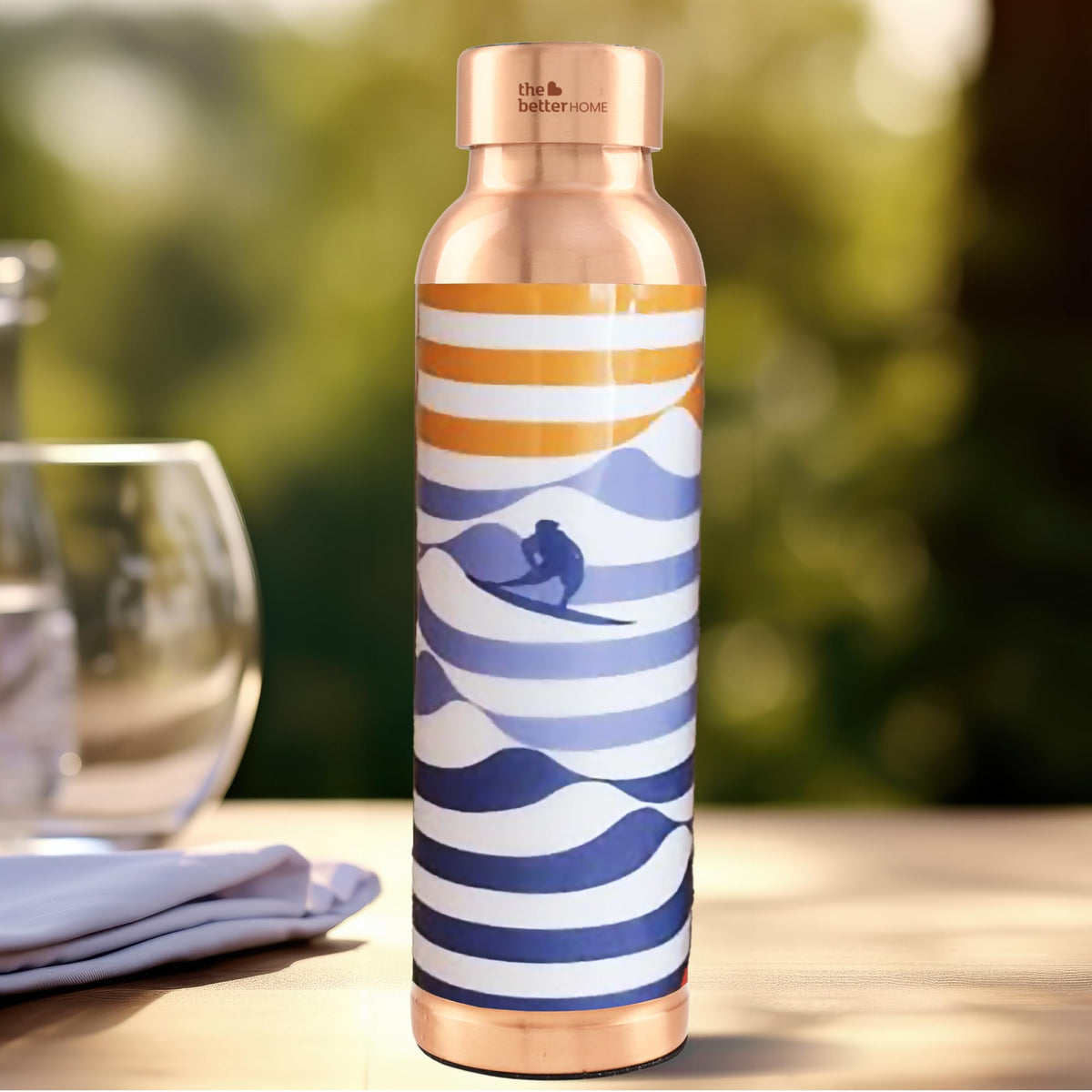 The Better Home Copper Water Bottle 950ml | Printed Copper Bottle | Gym School Office Travel Home Use | Eco Friendly Nontoxic | Mentally Surfing