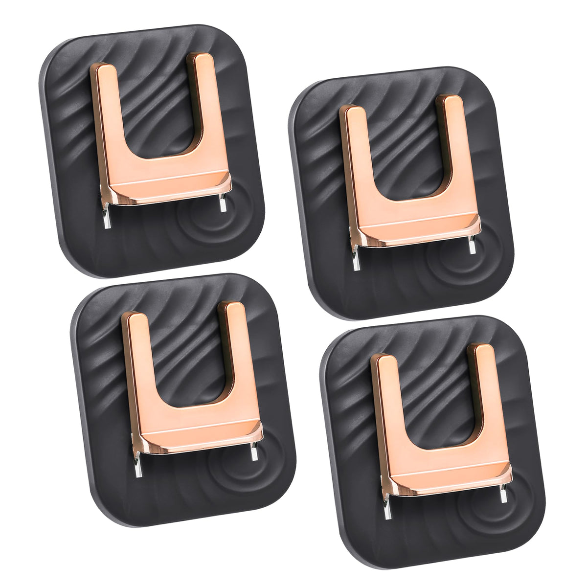 Kuber Industries (Set of 4) Hair Dryer Stand Holder for wall | Clip Style Hair Tool Organiser | Bathroom Accessories | Hair Straightener Holder - Black