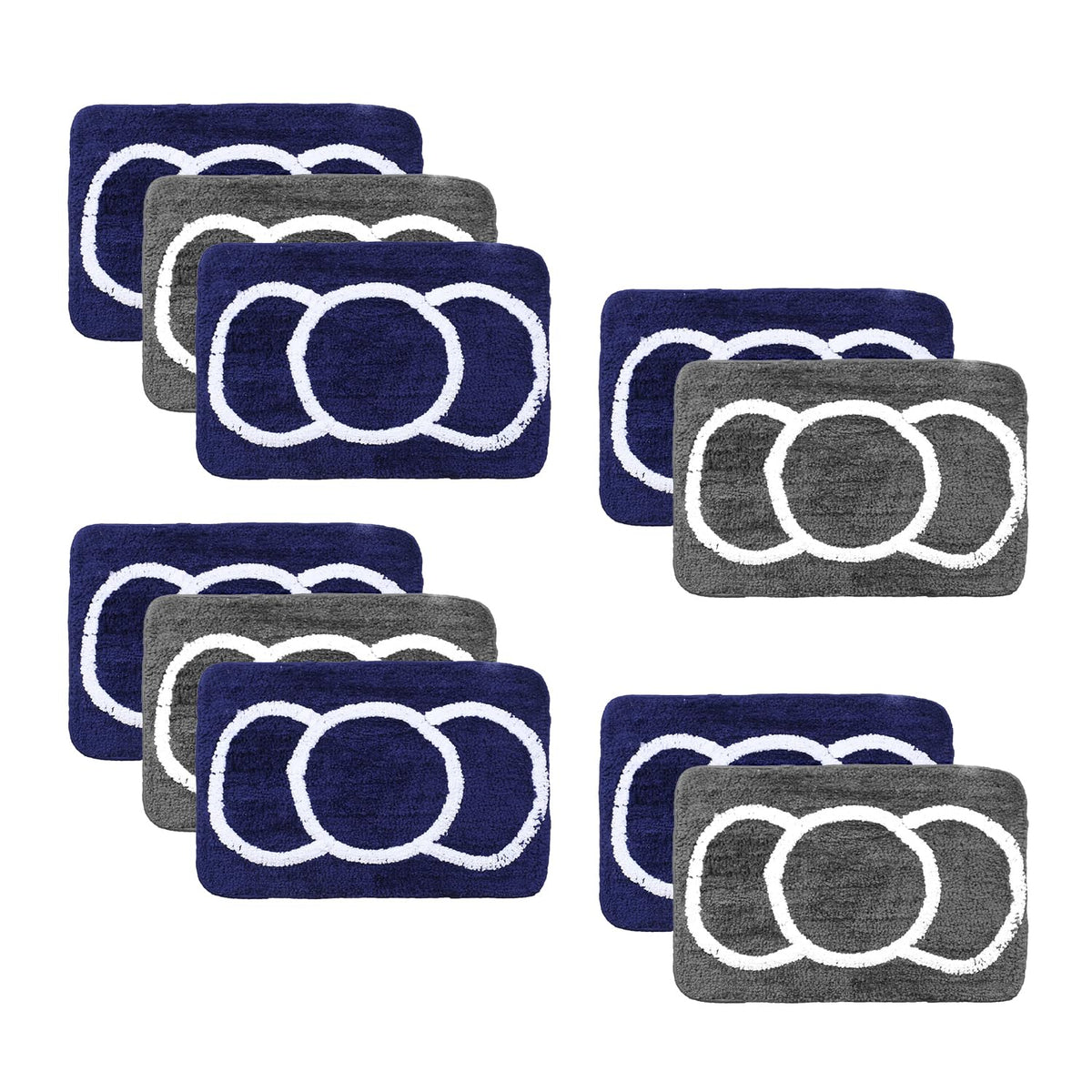 Kuber Industries Super Soft Door mat|Microfiber Anti-Slip Water Absorbant Fluffy Floor Mat|Entrance Mat for Kitchen,Bedside,Door,Living Room,60x40 cm,Set of 2|Blue and Grey (Pack of 5)