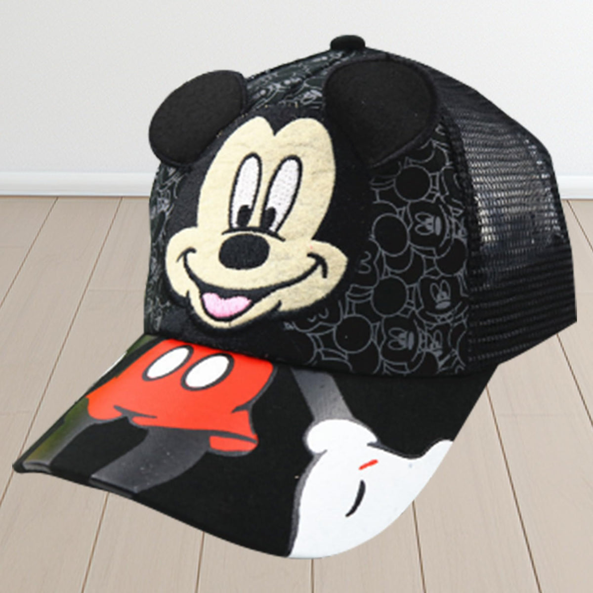 Homestic Mickey Mouse Cap | Adjustable Cap for Boys and Girls | Cartoon Character Printed Little Cap for Kids | Cap for 7-12 Year Old Baby Girls and Boys | QI0102-B | Black