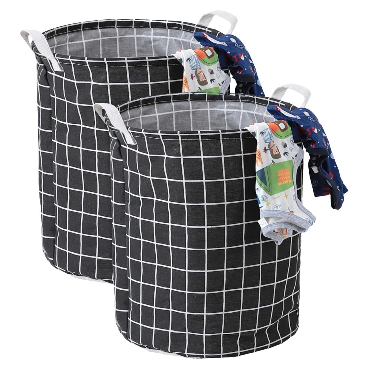 Kuber Industries Laundry Basket For Clothes|Foldable Laundry Hamper|Basket For Toys, Dirty clothes, Storage "45 LTR"-Pack of 2 (Black)