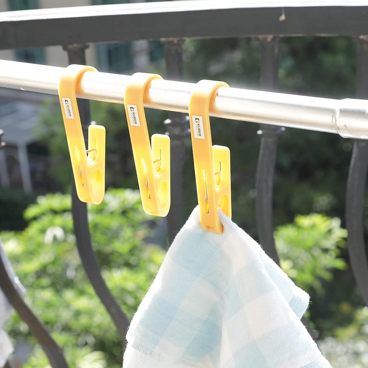 Kuber Industries Multipurpose Bar Hooks & Pins for Laundry, Kitchen, & Wardrobe|Superior Quality ABS|Durable, Strong Grip|Easy To Use|77024(Y)|Pack of 15|Yellow