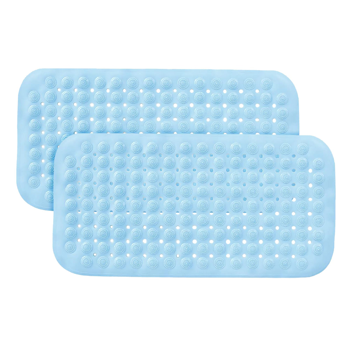 Kuber Industries Bathroom Mat|Anti Slip Mat for Bathroom Floor|Durable,Wear Resistant & Easy to Maintain|Acupressure & Foot Massager Door Mat with Water Drainage Holes|JL01|35 x 70 cm|Blue (Pack Of 2)