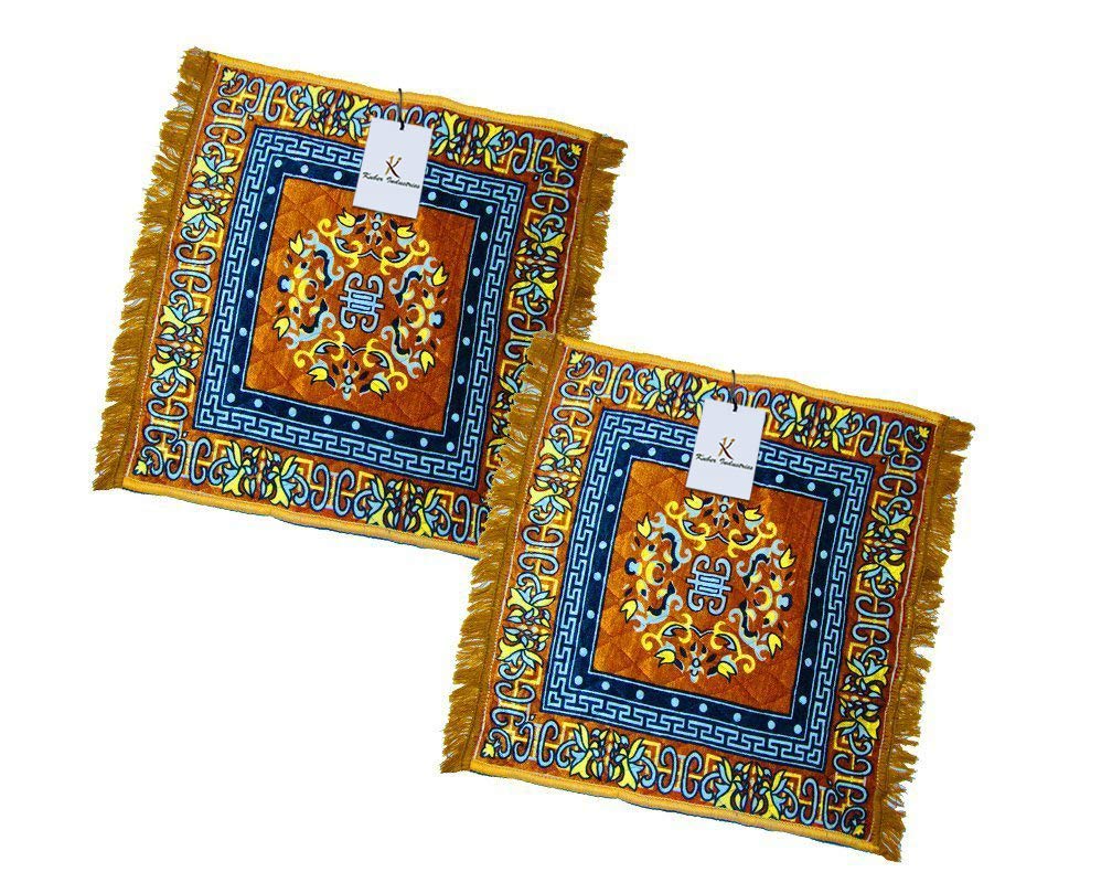 Kuber Industries Velvet Pooja Mat Set of 2 Pcs - 24"x24", Red, Standard (POOJA0041195)