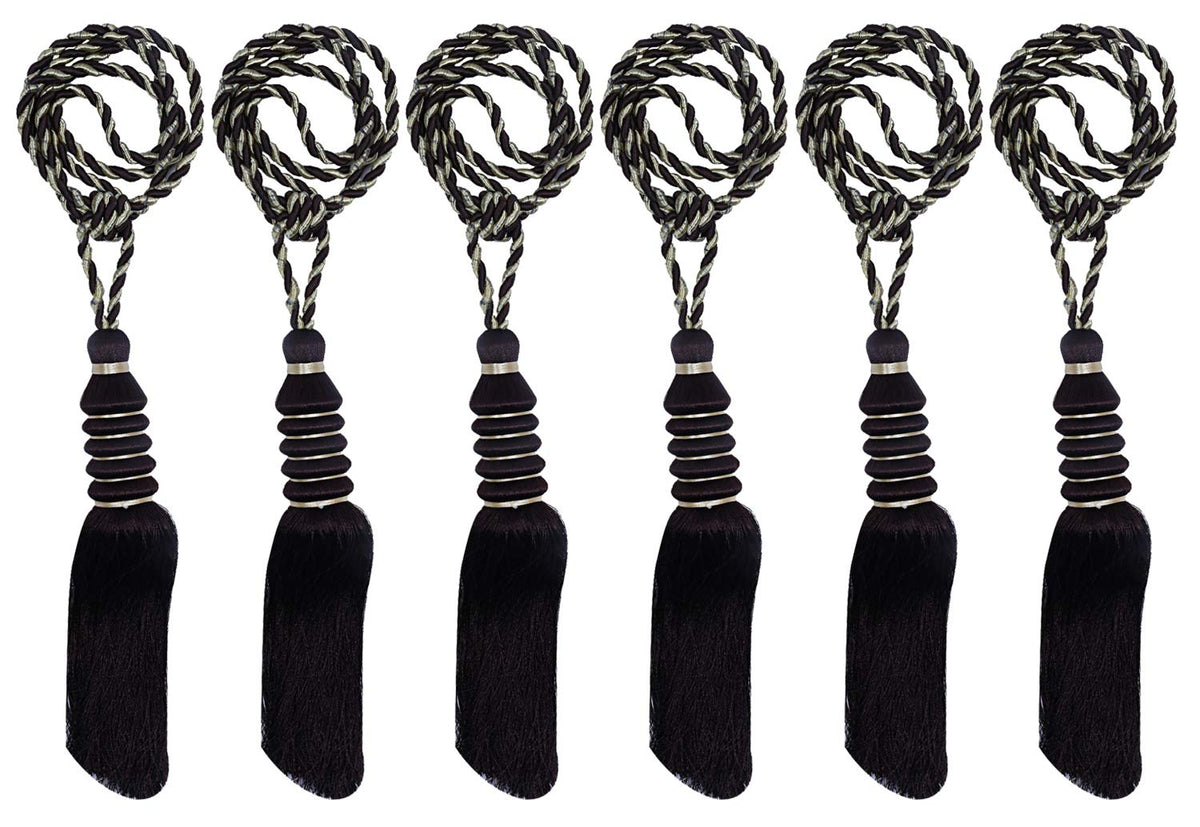 Kuber Industries Polyester 6 Pieces Curtain Tie Back Tassel Set (Brown) -CTKTC12876, Standard (CTKTC012876)