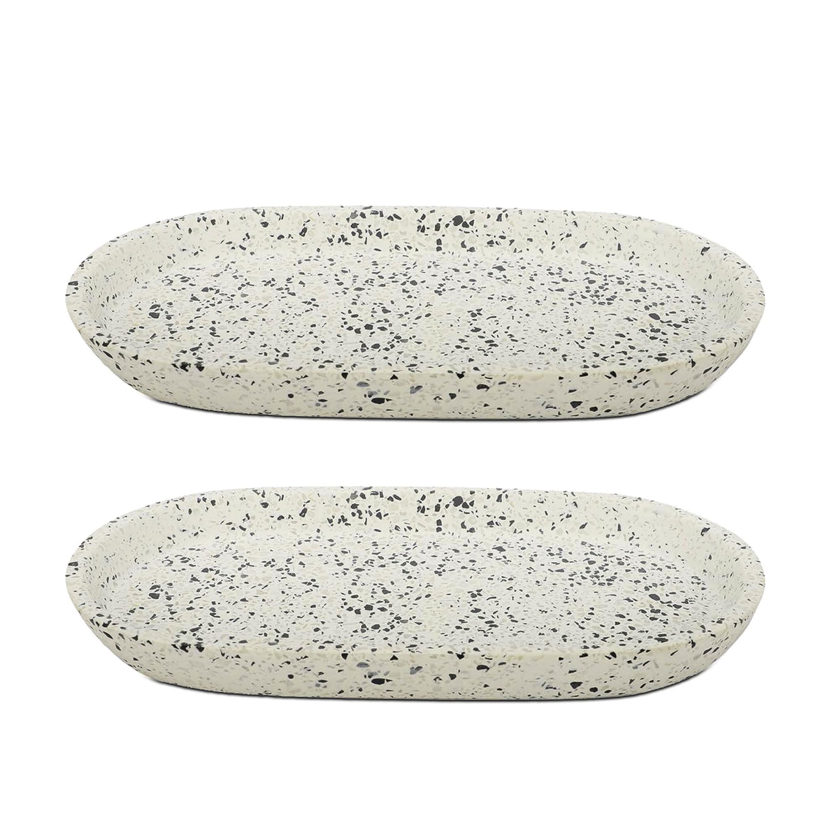 Anko Terrazzo Bathroom Toothbrush & Soap Dispenser Tray - Pack of 2 | Bathroom Shelf Organizer | Washroom Storage Organizer | Toothbrush & Soap Dispenser Tray | Ideal for Shampoo Bottles & Toothpaste