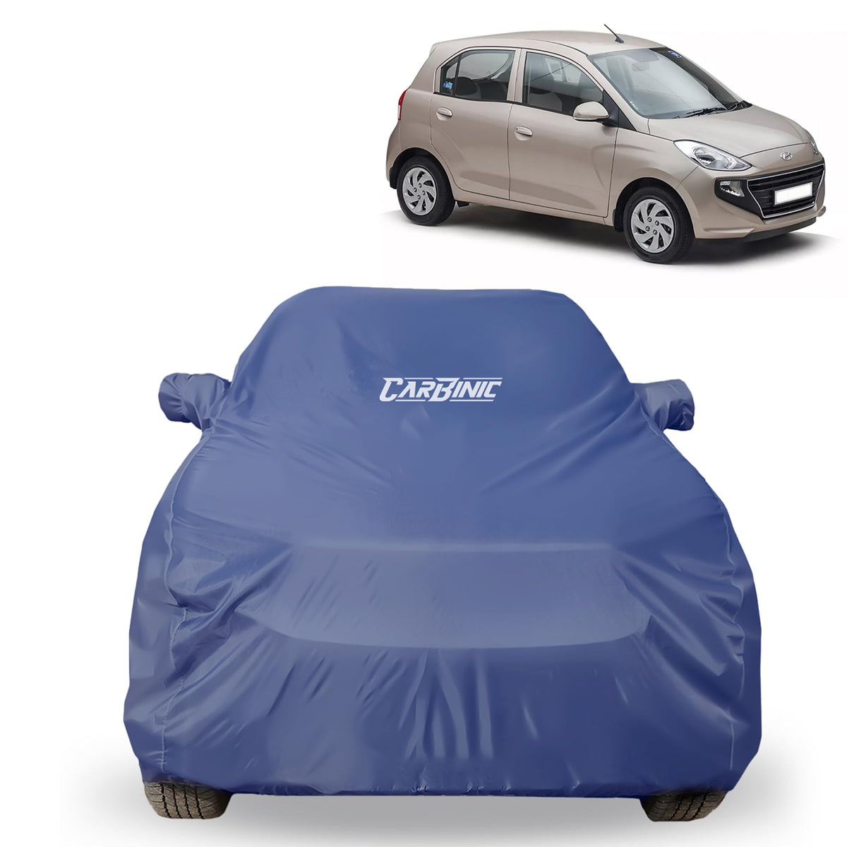 CARBINIC Car Body Cover for Hyundai Santro 2020 | Water Resistant, UV Protection Car Cover | Scratchproof Body Shield | Dustproof All-Weather Cover | Mirror Pocket & Antenna | Car Accessories