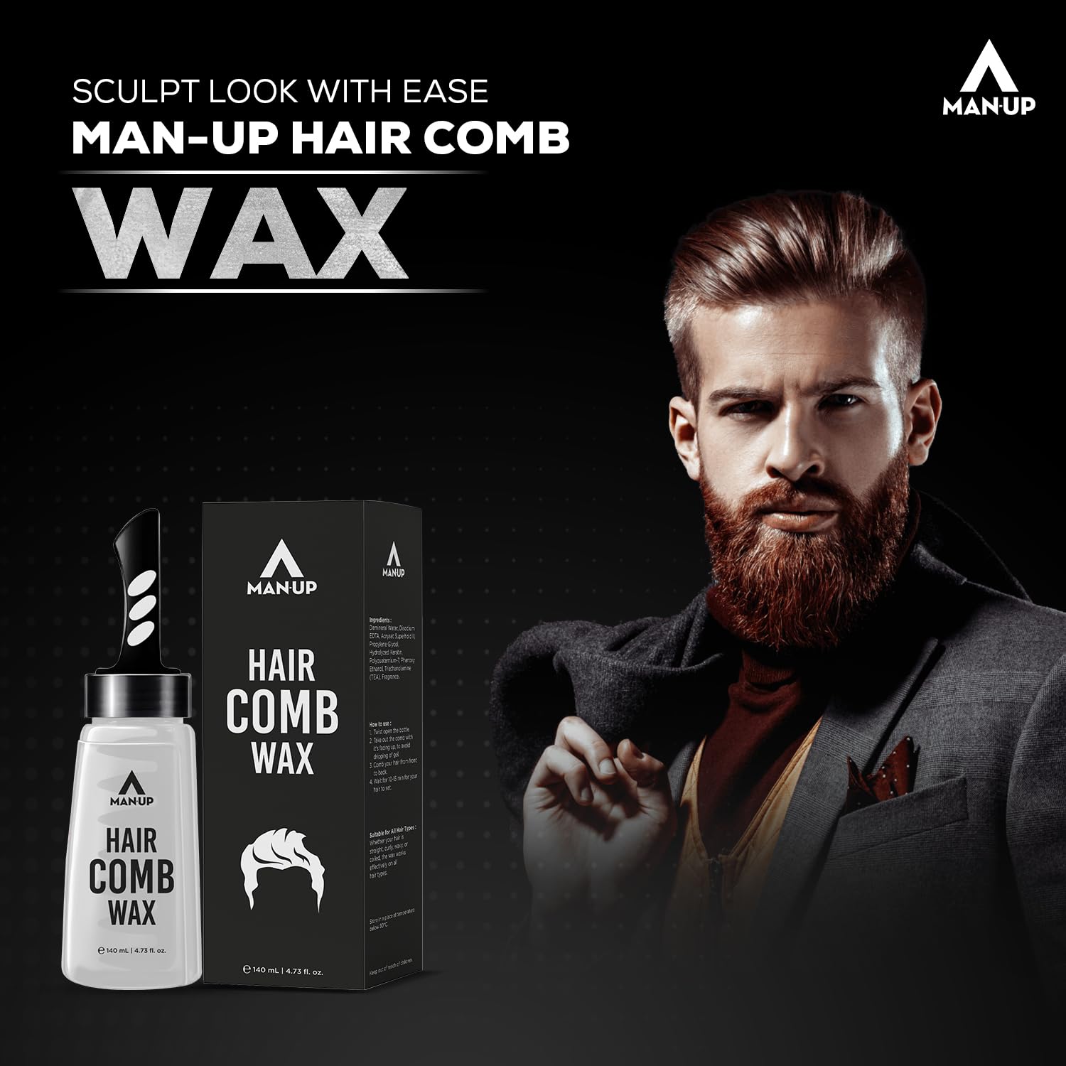 Man UP Hair Comb Wax - Perfect hairstyle for events