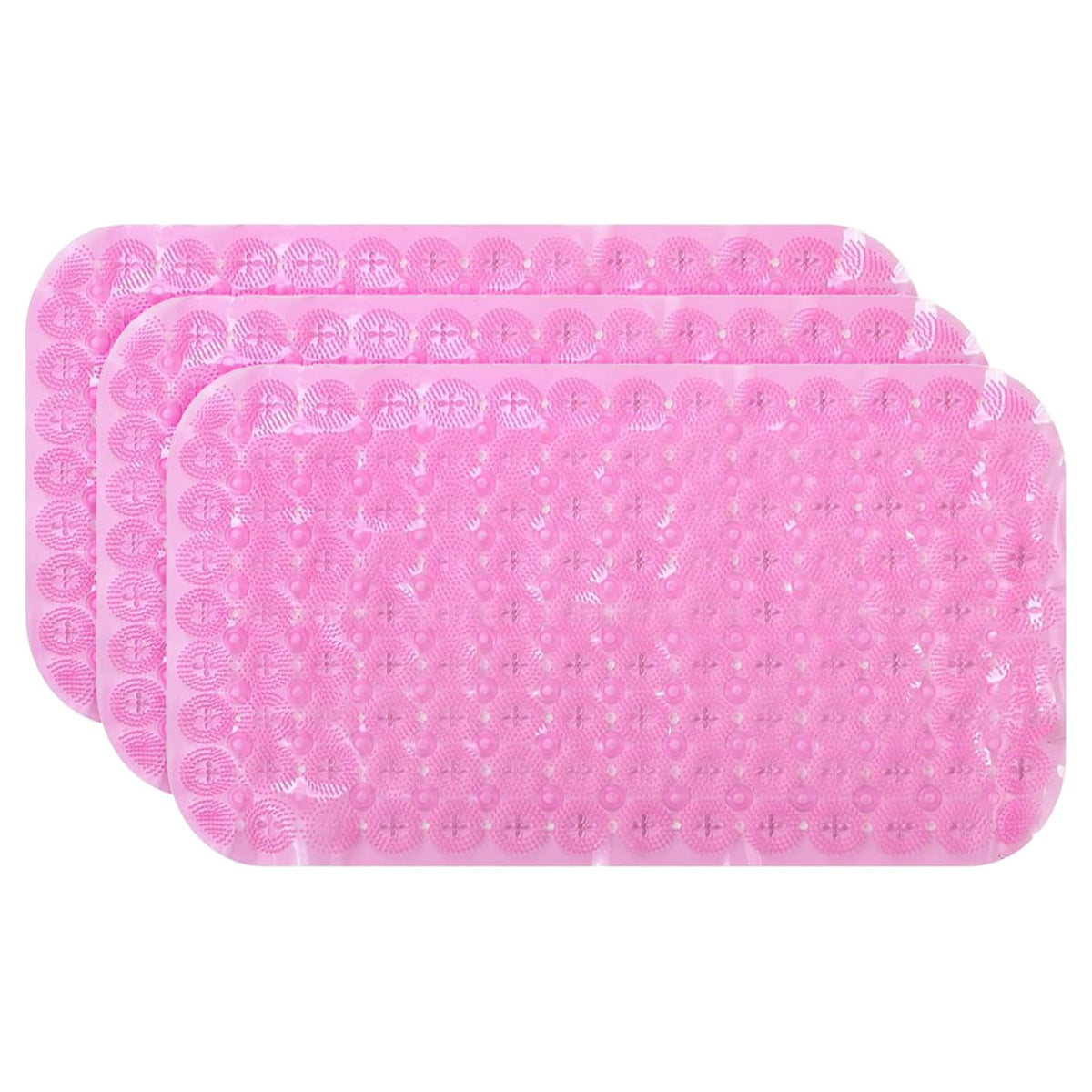 Kuber Industries Bath Mat | PVC Bathroom Mat | Shower Bath Mat | Floor Tub Mat | Foot Massager Mat | Anti-Skid Shower Bathroom Mat | B-01C |Pack of 3| Pink