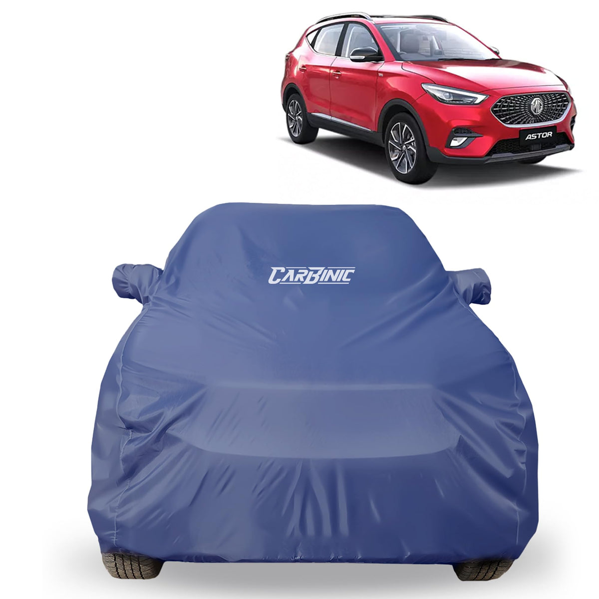 CARBINIC Car Body Cover for MG Astor 2021 | Water Resistant, UV Protection Car Cover | Scratchproof Body Shield | All-Weather Cover | Mirror Pocket & Antenna | Car Accessories Dusk Blue