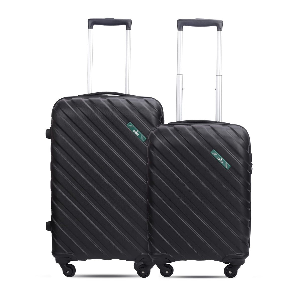 THE CLOWNFISH Armstrong Combo of 2 Luggage ABS Hard Case Suitcase Four Wheel Trolley Bags- Black (Medium-65 cm-24 inch, Small-54 cm-20 inch)
