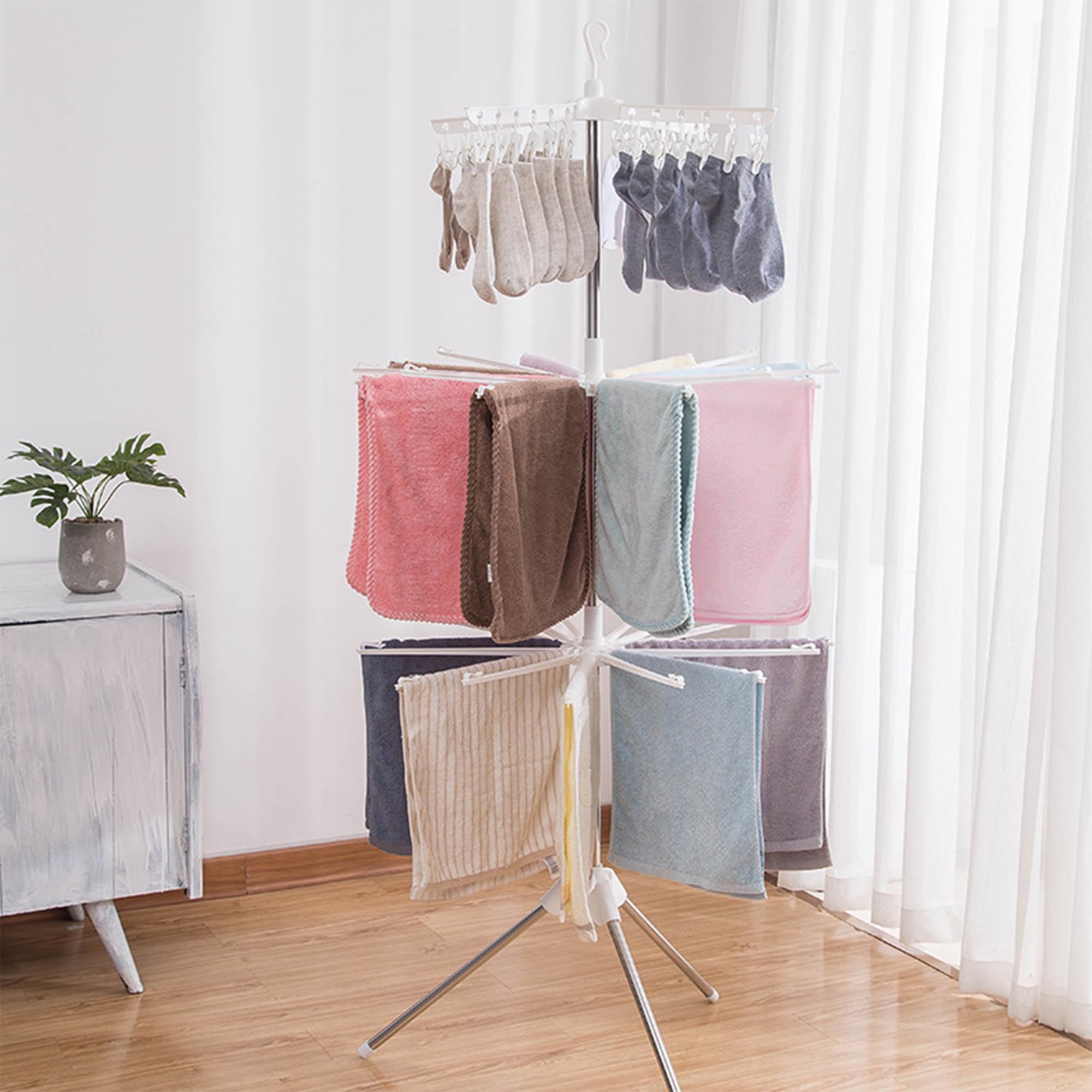 Outdoor Round Drying Rack Kuber Industries Collapsible Round Drying Rack| Balcony Terrace Cloth ...