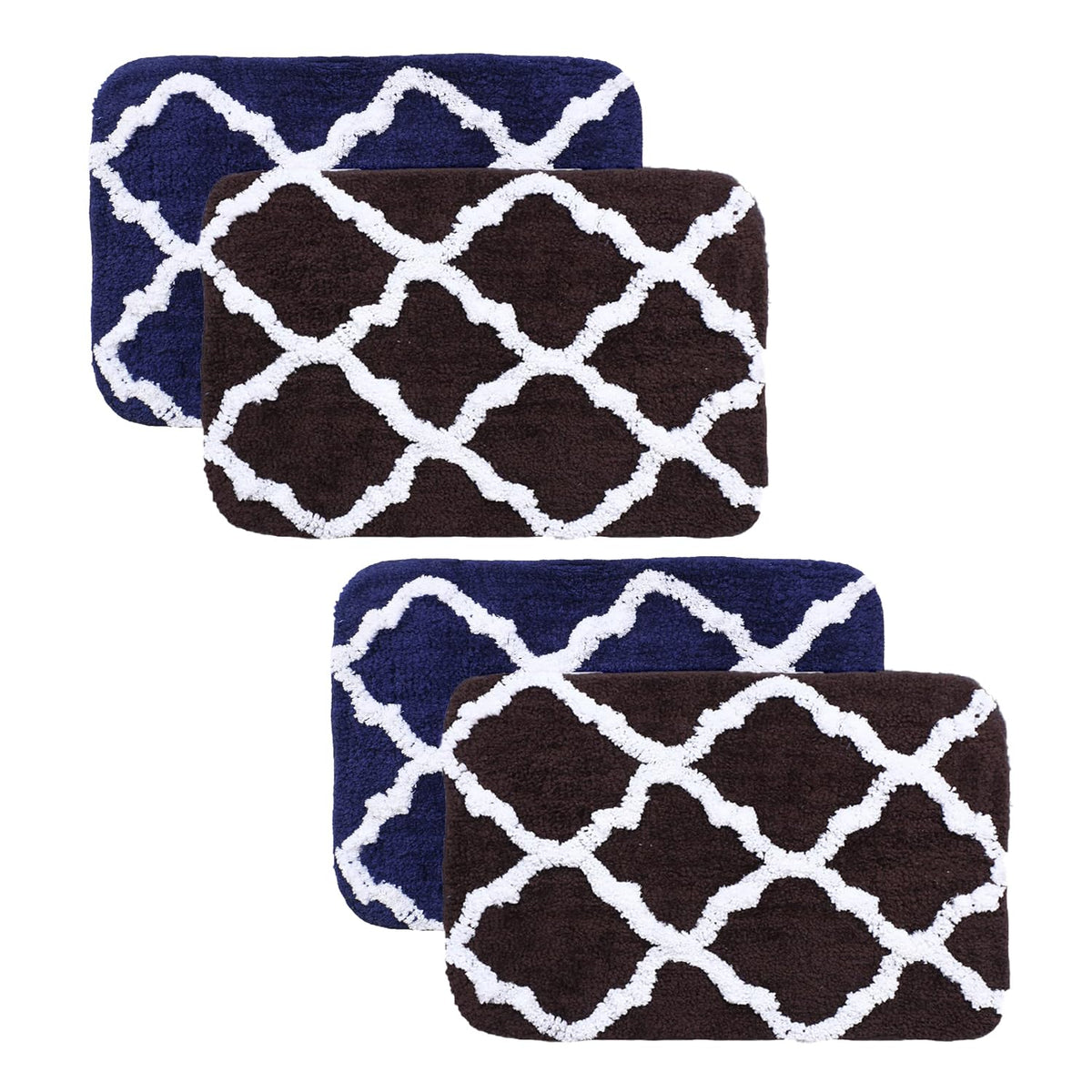 Kuber Industries Super Soft Door mat|Microfiber Anti-Slip Water Absorbant Fluffy Floor Mat|Entrance Mat for Kitchen,Bedside,Door,Living Room,60x40 cm,Set of 2|Blue and Brown (Pack of 2)