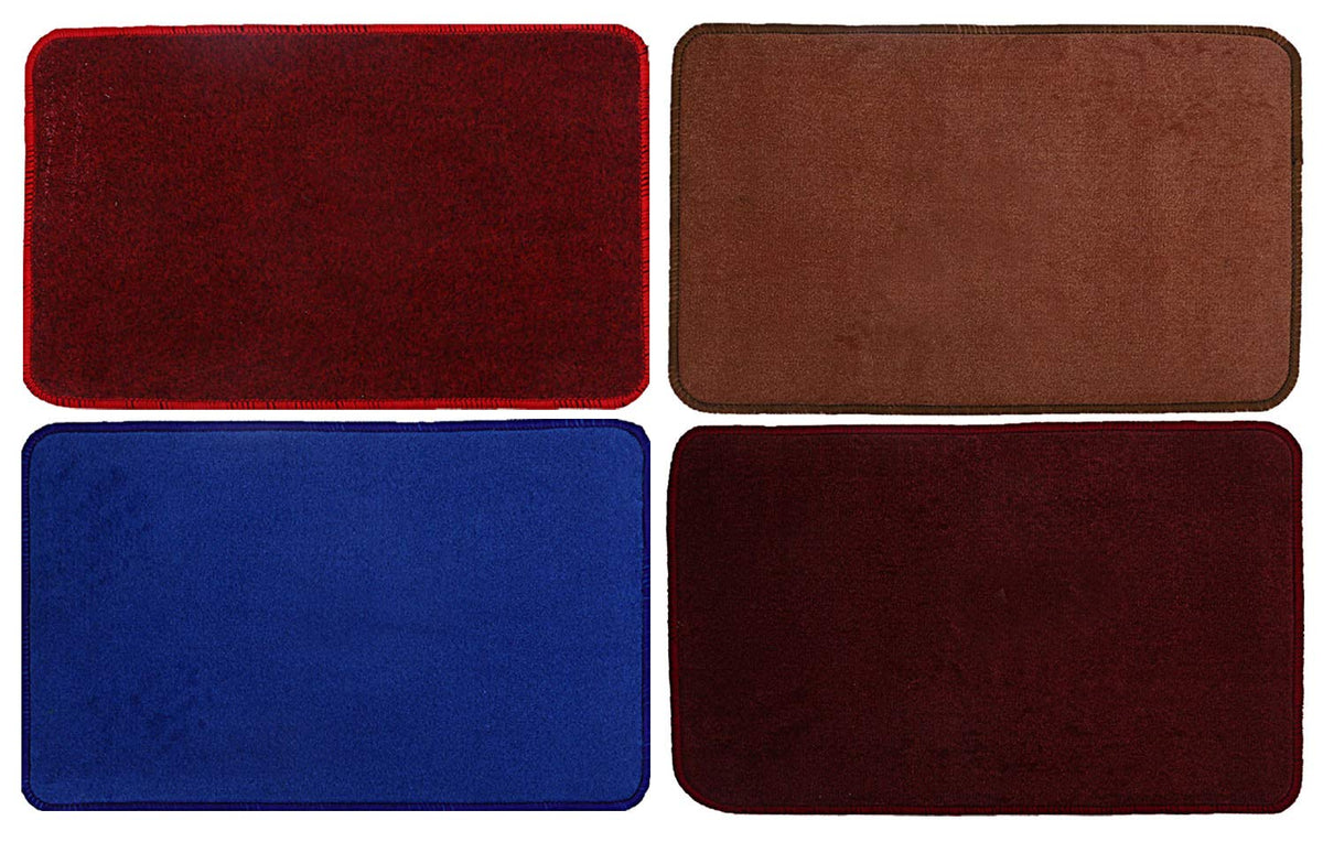 Kuber Industries Microfiber Anti Slip 4 Pieces Bath Mat 22"x14", Red, Blue, Maroon andBrown - CTKTC22034