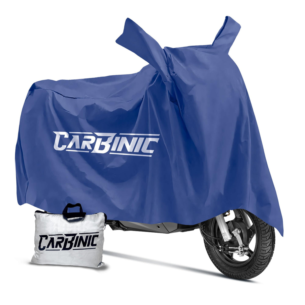 CARBINIC Water Resistant Scooter Cover | Honda Activa 6G TVS Jupiter Bajaj Chetak Electric Scooty Cover | Dustproof Washable Activa Accessories | UV Proof Scratchproof with Mirror Pocket Cover | Blue