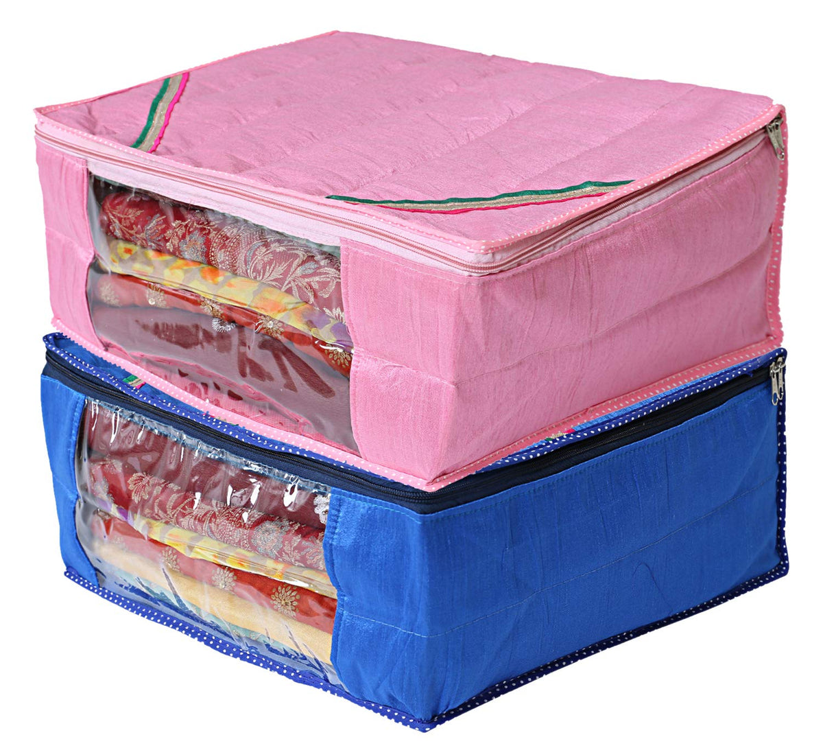 Kuber Industries 2 Piece Raw Silk Saree Cover (CTKTC2851)