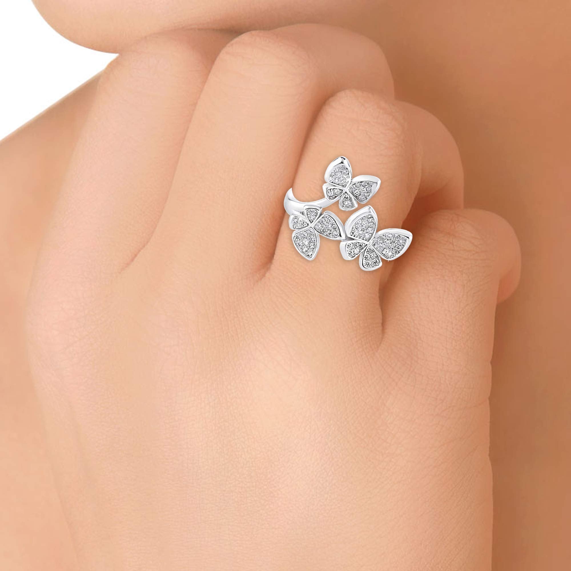 Yellow Chimes Butterfly Silver Ring - Casual wear accessory