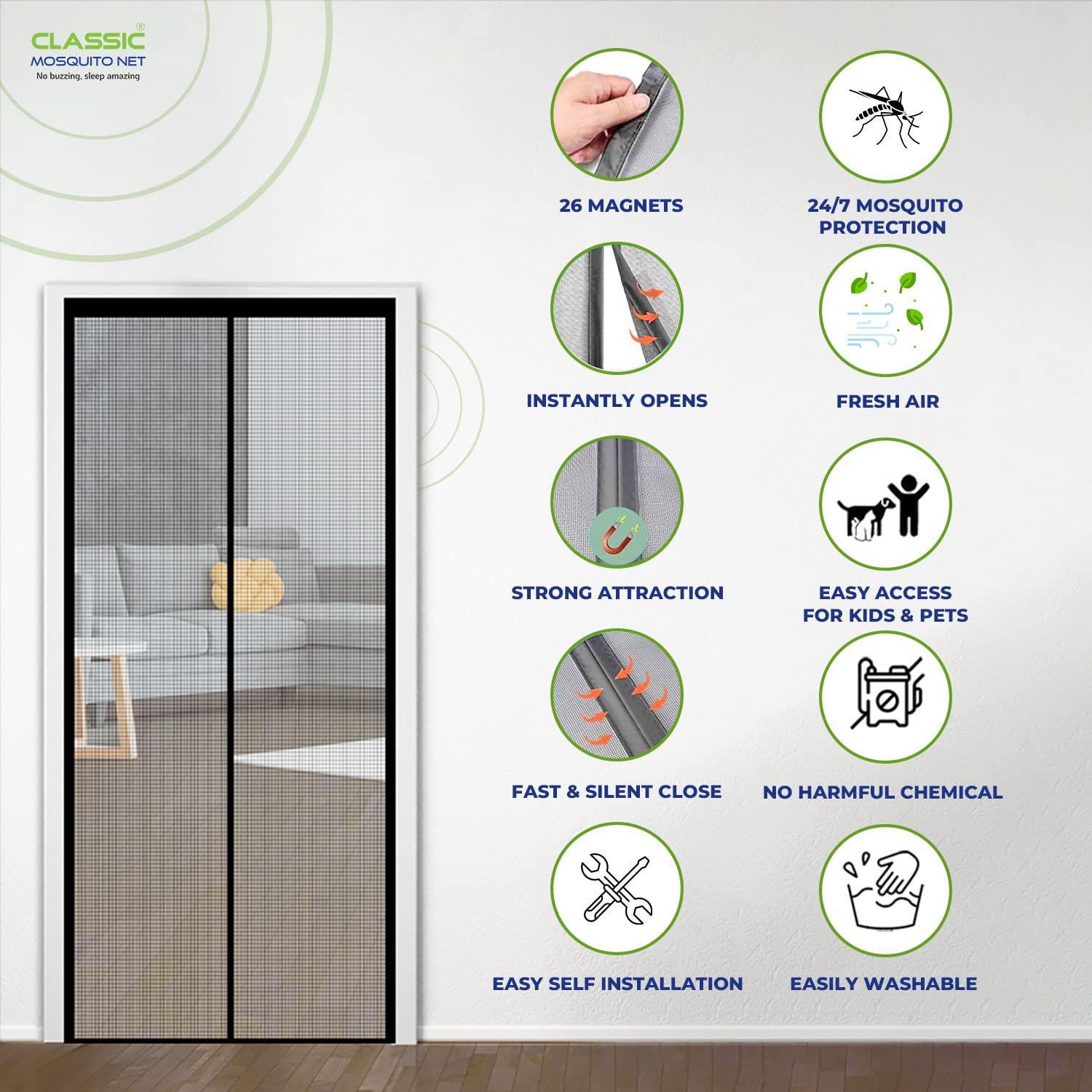 Classic Mosquito Net - Installation guide for door frame