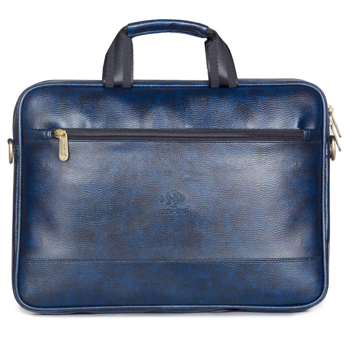 THE CLOWNFISH Unisex Biz Faux Leather 15.6 Inch Laptop Messenger Bag Briefcase (Blue)