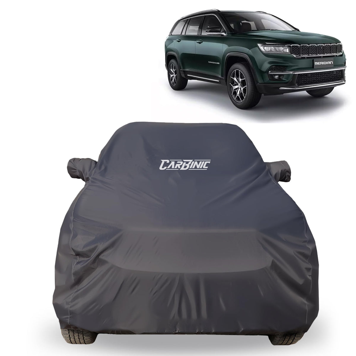 CARBINIC Car Body Cover for Toyota Fortuner 2022 | Water Resistant, UV Protection Car Cover | Scratchproof Body Shield | All-Weather Cover | Mirror Pocket & Antenna | Car Accessories Dusk Grey